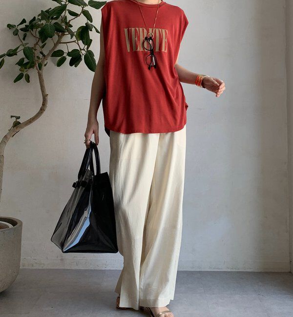  「リネンレーヨンスリットパンツ」|チノ|