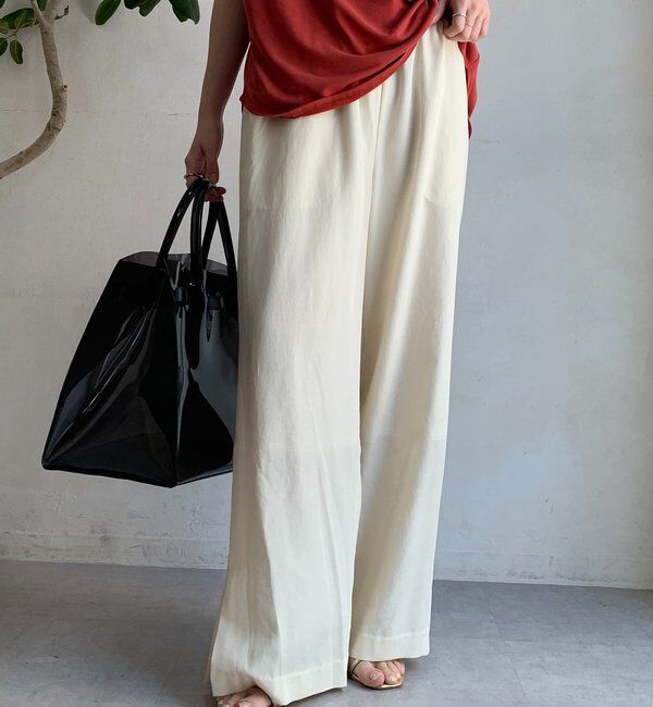  「リネンレーヨンスリットパンツ」|チノ|