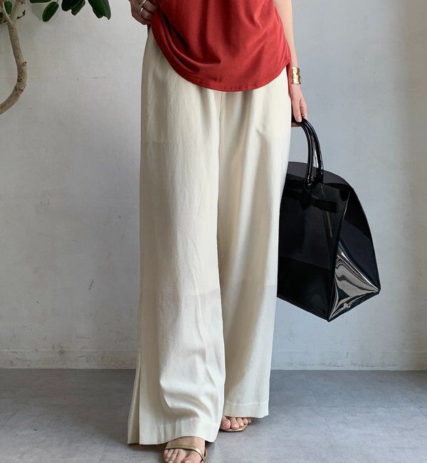  「リネンレーヨンスリットパンツ」|チノ|