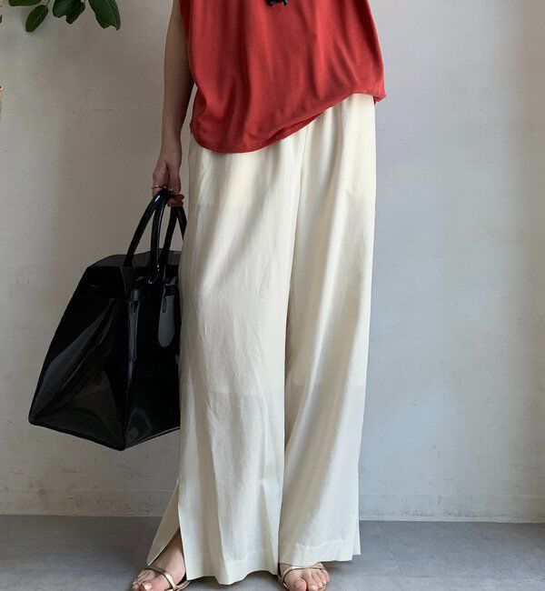  「リネンレーヨンスリットパンツ」|チノ|