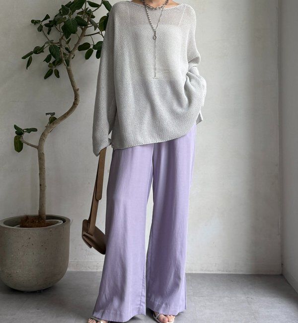  「リネンレーヨンスリットパンツ」|チノ|