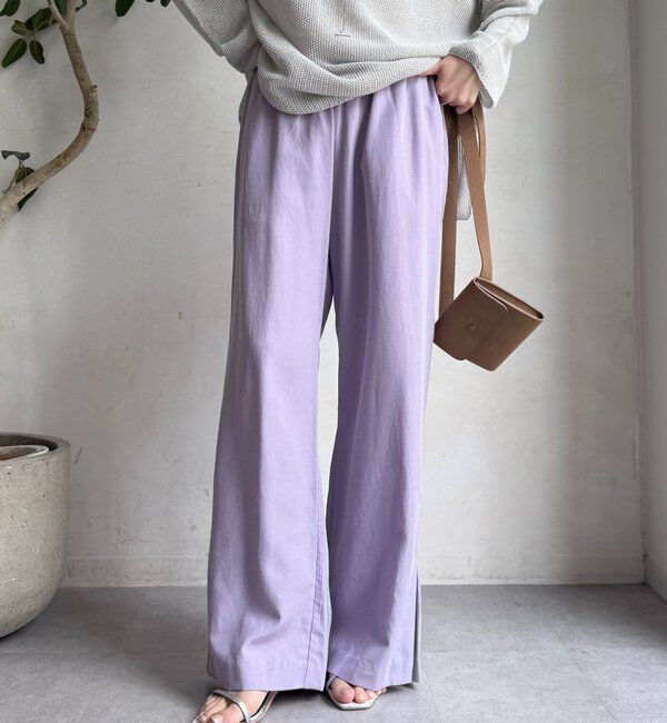  「リネンレーヨンスリットパンツ」|チノ|