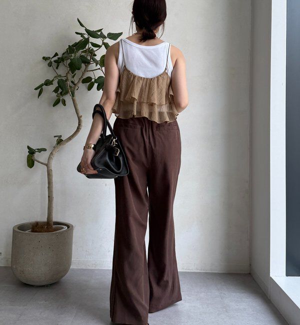  「リネンレーヨンスリットパンツ」|チノ|