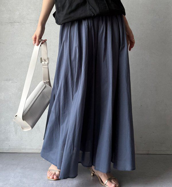  「【WEB限定】コットンフレアスカート」|スカート|グレー