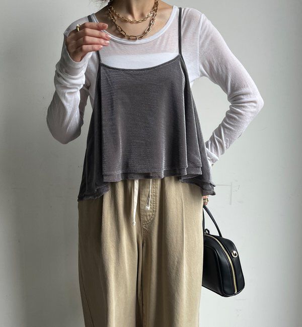  「【WEB限定】メッシュベロアキャミ」|Tシャツ・カットソー|