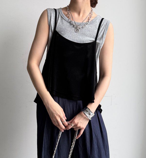 「【WEB限定】メッシュベロアキャミ」|Tシャツ・カットソー|