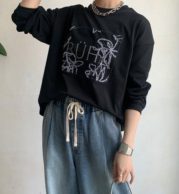  「【WEB限定】レースロゴロンTEE」|Tシャツ・カットソー|ブラック