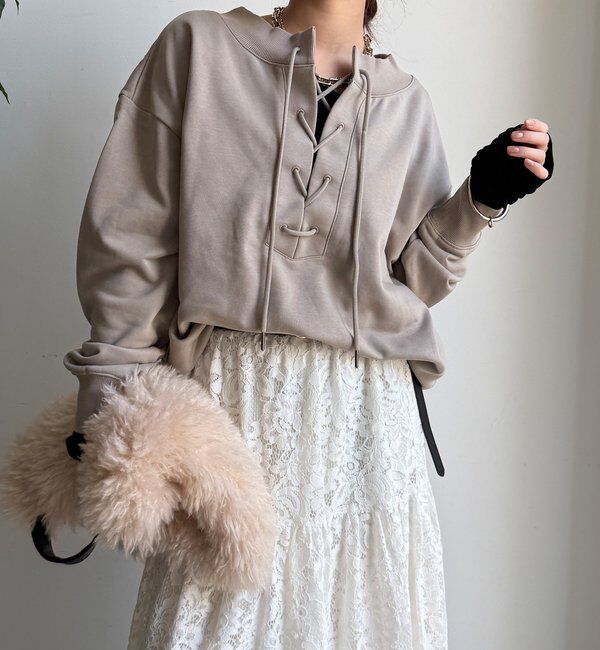  「【WEB限定】 前後2WAYレースアッププルオーバー」|Tシャツ・カットソー|