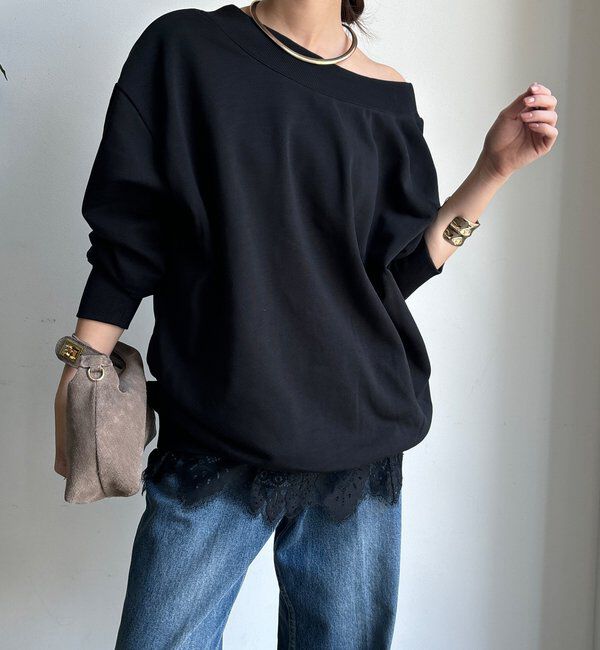  「【WEB限定】 前後2WAYレースアッププルオーバー」|Tシャツ・カットソー|ブラック