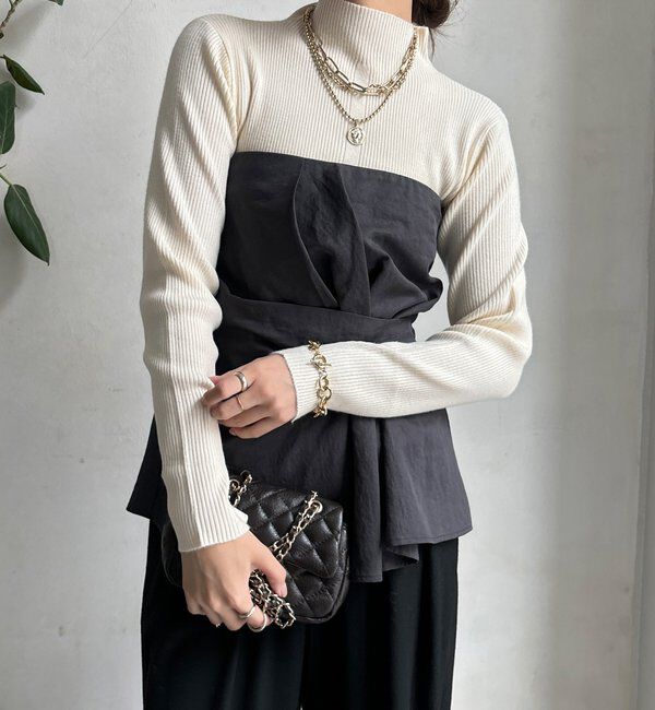  「【WEB限定】ボトルネックリブニット」|ニット・セーター|オフホワイト