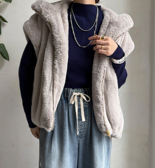  「【WEB限定】ボトルネックリブニット」|ニット・セーター|ブルー