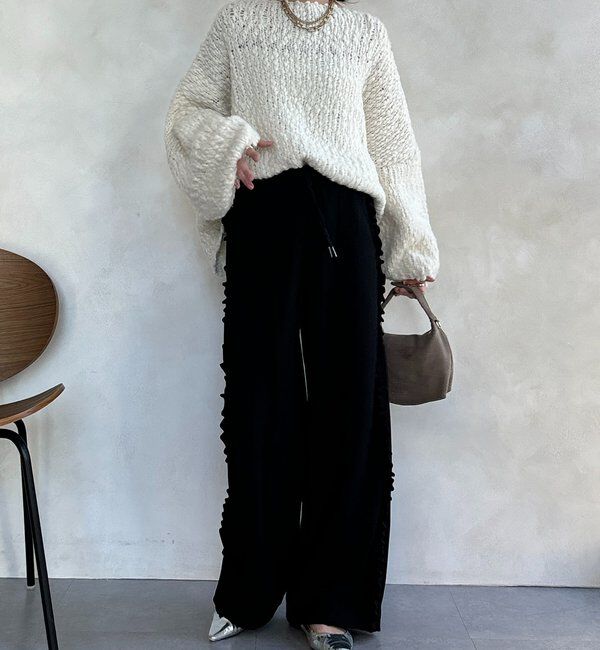  「【WEB限定】カットジョーゼットサイドフリルパンツ」|チノ|