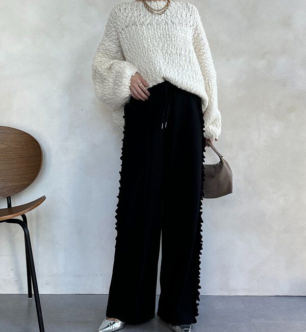  「【WEB限定】カットジョーゼットサイドフリルパンツ」|チノ|