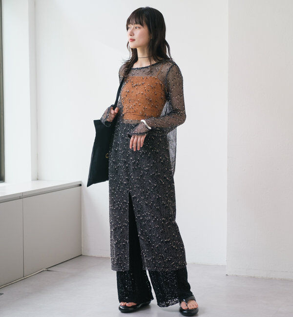  「【4色展開】メッシュシアーワンピース」|ワンピース|