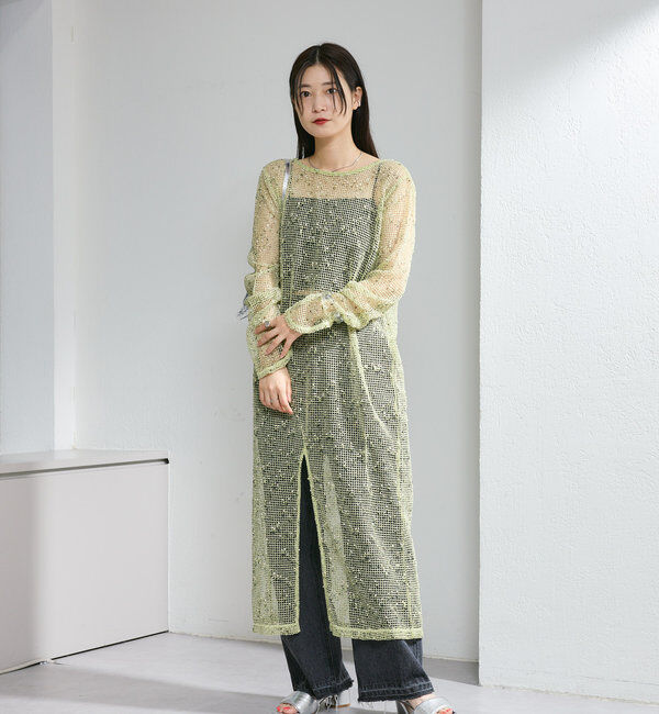  「【4色展開】メッシュシアーワンピース」|ワンピース|