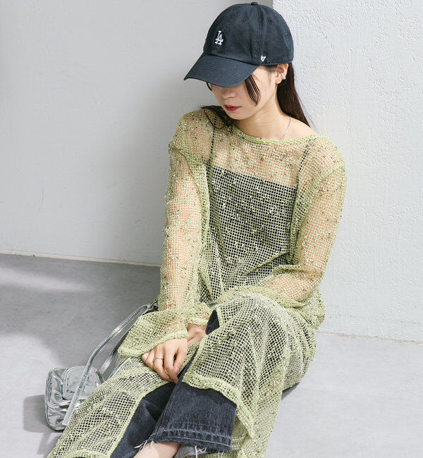  「【4色展開】メッシュシアーワンピース」|ワンピース|