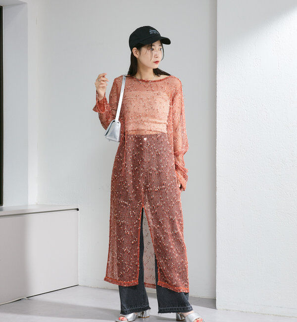  「【4色展開】メッシュシアーワンピース」|ワンピース|