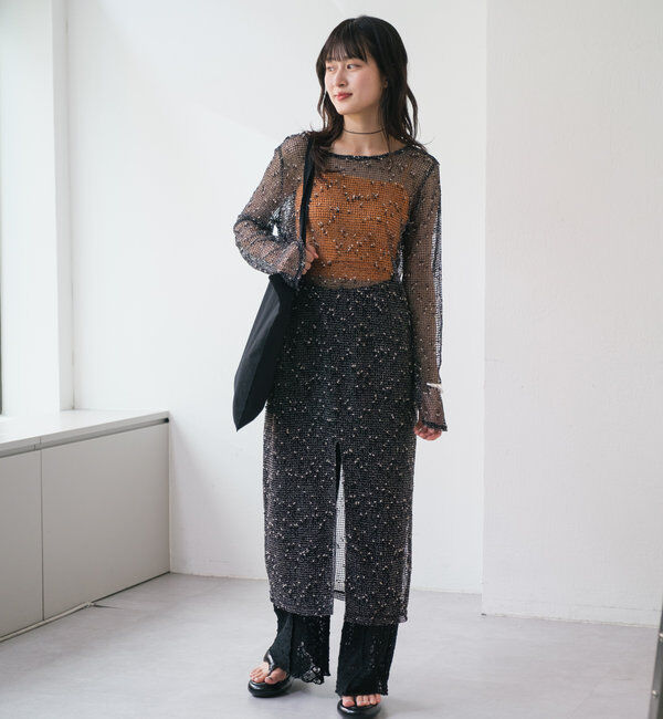  「【4色展開】メッシュシアーワンピース」|ワンピース|