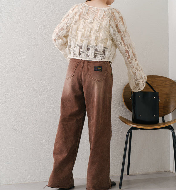  「【-5㎏細見え/2サイズ展開/低身長サイズ】フリンジデニムパンツ」|デニム|