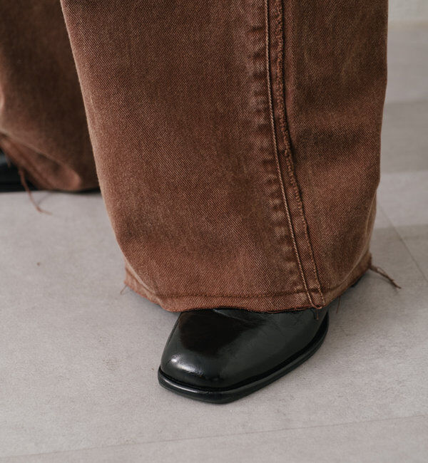  「【-5㎏細見え/2サイズ展開/低身長サイズ】フリンジデニムパンツ」|デニム|