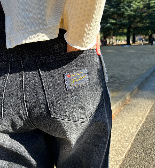  「【-5㎏細見え/2サイズ展開/低身長サイズ】フリンジデニムパンツ」|デニム|