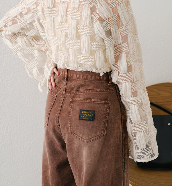  「【-5㎏細見え/2サイズ展開/低身長サイズ】フリンジデニムパンツ」|デニム|