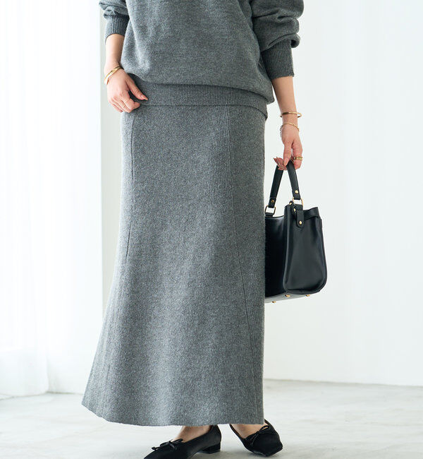  「《セットアップ対応可・インしない》アルパカタッチニットスカート」|スカート|チャコールグレー