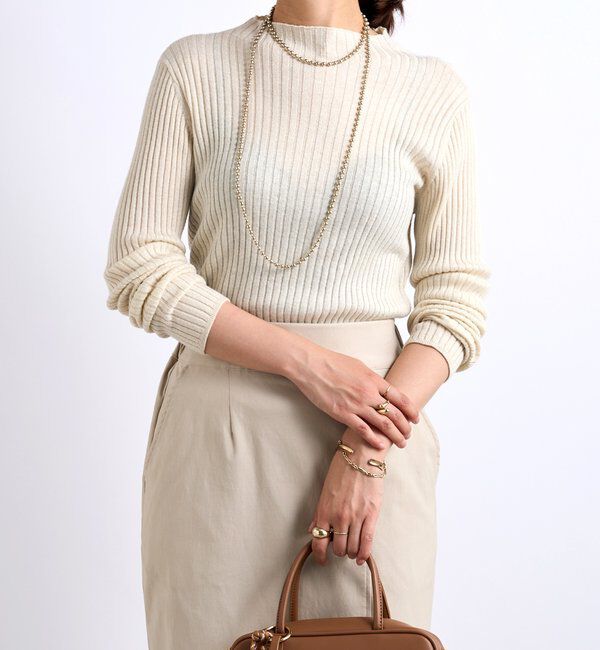  「《大人カジュアルに◎さりげない輝き》プチスパンコールリブニット」|シャツ・ブラウス|オフホワイト