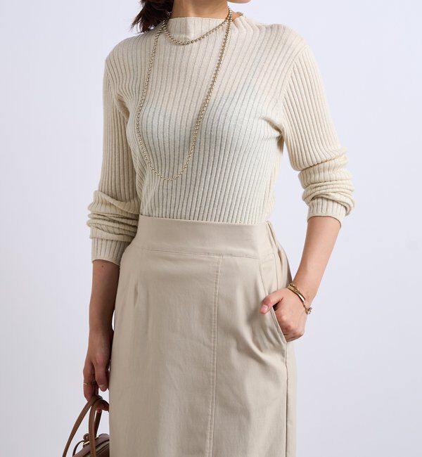  「《大人カジュアルに◎さりげない輝き》プチスパンコールリブニット」|シャツ・ブラウス|