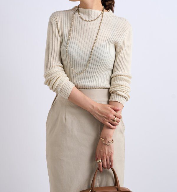  「《大人カジュアルに◎さりげない輝き》プチスパンコールリブニット」|シャツ・ブラウス|