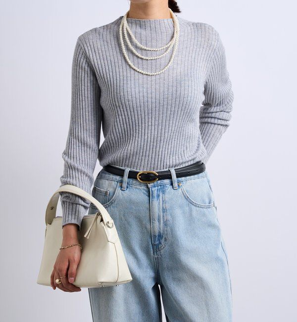  「《大人カジュアルに◎さりげない輝き》プチスパンコールリブニット」|シャツ・ブラウス|