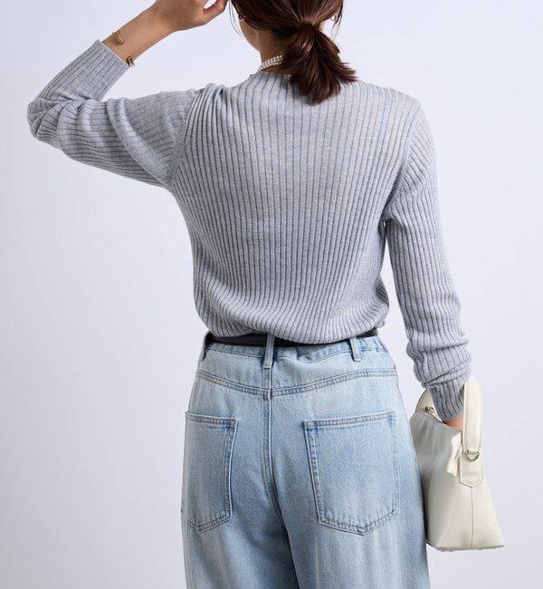  「《大人カジュアルに◎さりげない輝き》プチスパンコールリブニット」|シャツ・ブラウス|