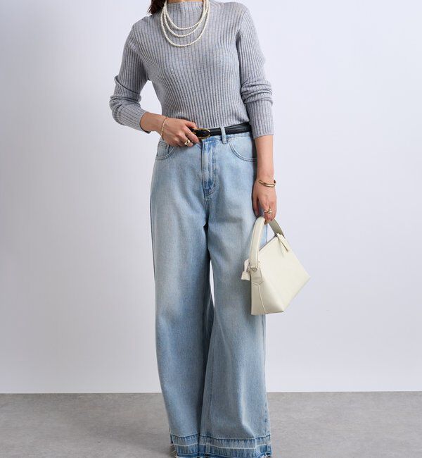  「《大人カジュアルに◎さりげない輝き》プチスパンコールリブニット」|シャツ・ブラウス|