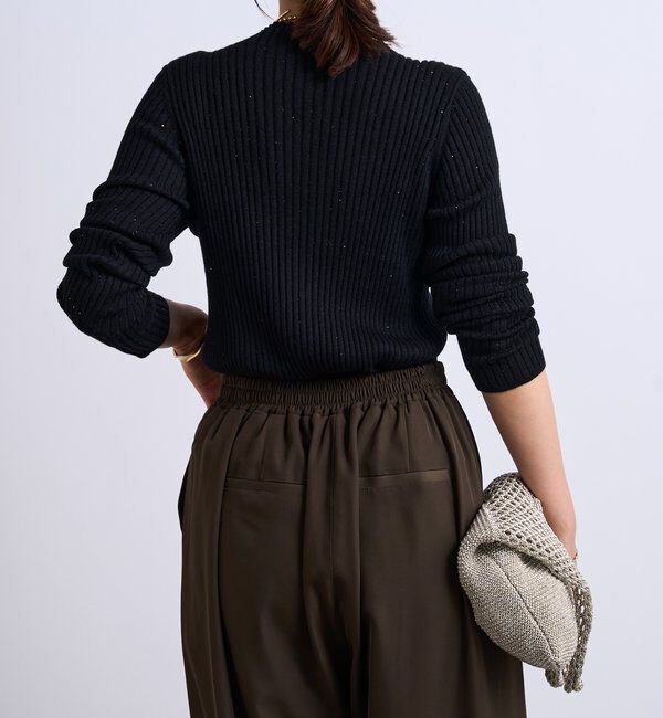  「《大人カジュアルに◎さりげない輝き》プチスパンコールリブニット」|シャツ・ブラウス|