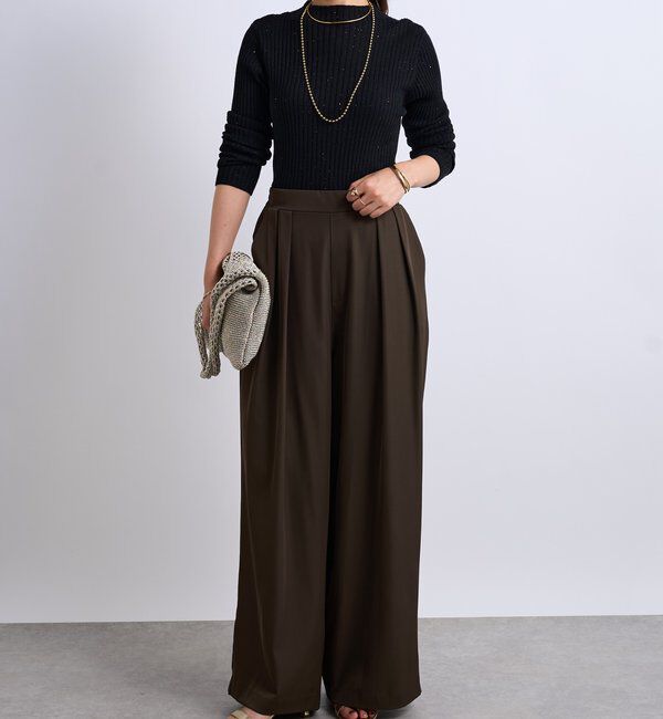  「《大人カジュアルに◎さりげない輝き》プチスパンコールリブニット」|シャツ・ブラウス|