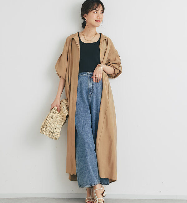  「《デコルテスッキリ見え》タイデザインシャツワンピース」|その他|