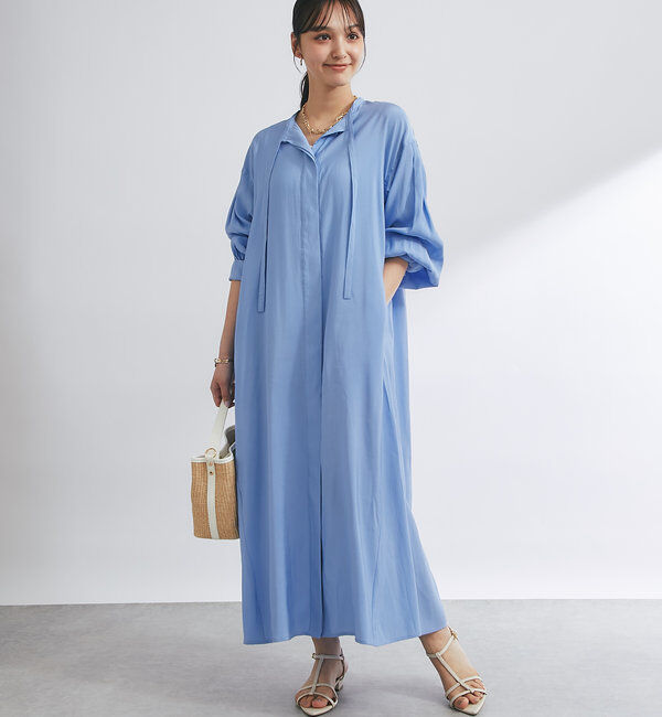  「《デコルテスッキリ見え》タイデザインシャツワンピース」|その他|