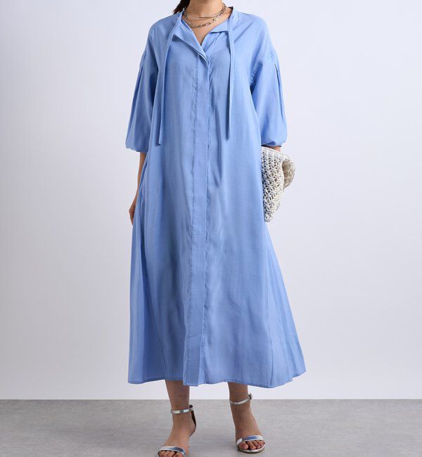  「《デコルテスッキリ見え》タイデザインシャツワンピース」|その他|