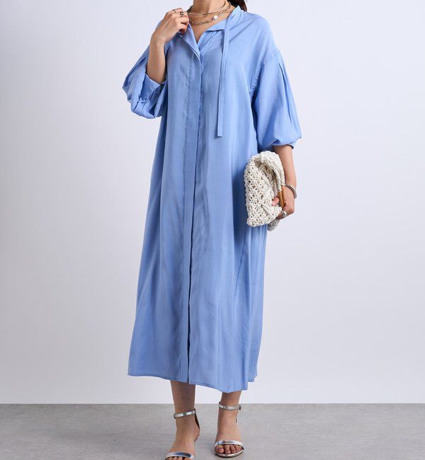  「《デコルテスッキリ見え》タイデザインシャツワンピース」|その他|