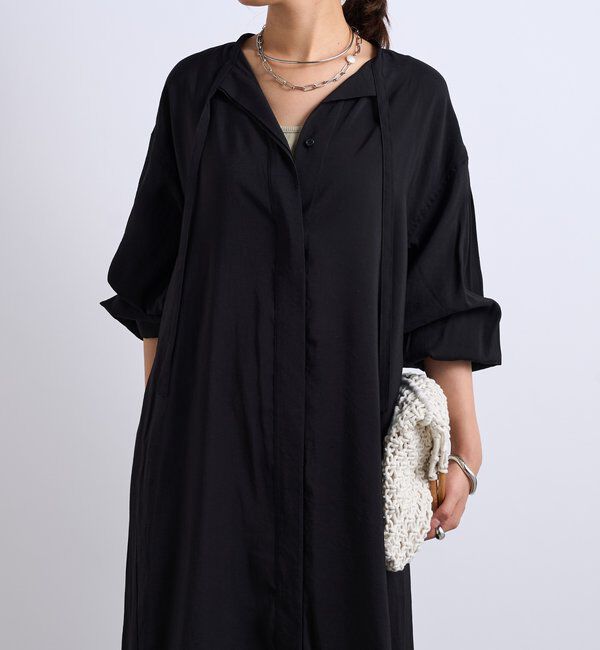  「《デコルテスッキリ見え》タイデザインシャツワンピース」|その他|