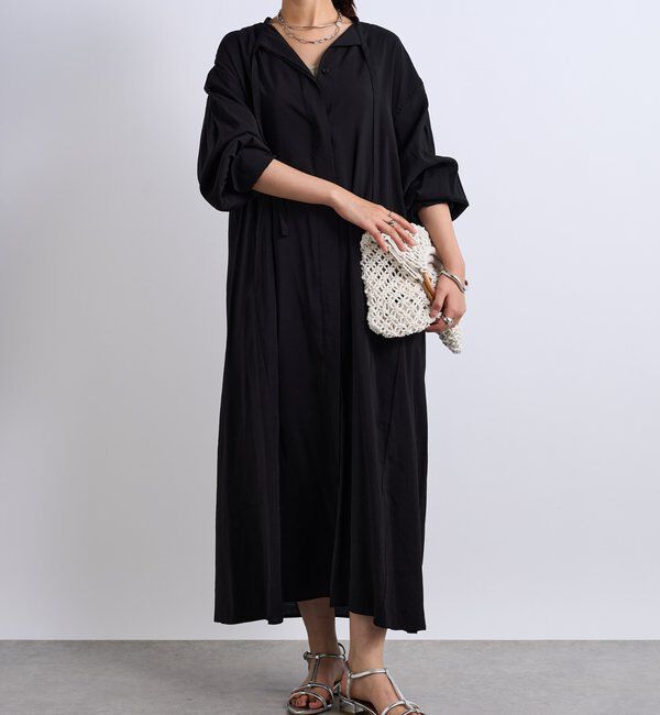  「《デコルテスッキリ見え》タイデザインシャツワンピース」|その他|