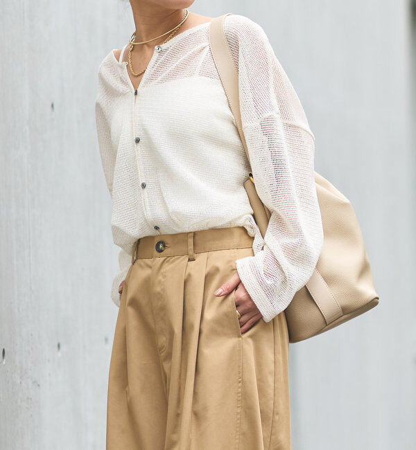  「前後2WAYラメメッシュカーディガン」|ニット・セーター|オフホワイト