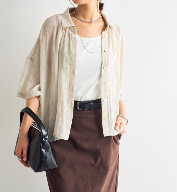  「《1枚着にも・羽織にも◎》ガーゼタッチシアーシャツ」|シャツ・ブラウス|