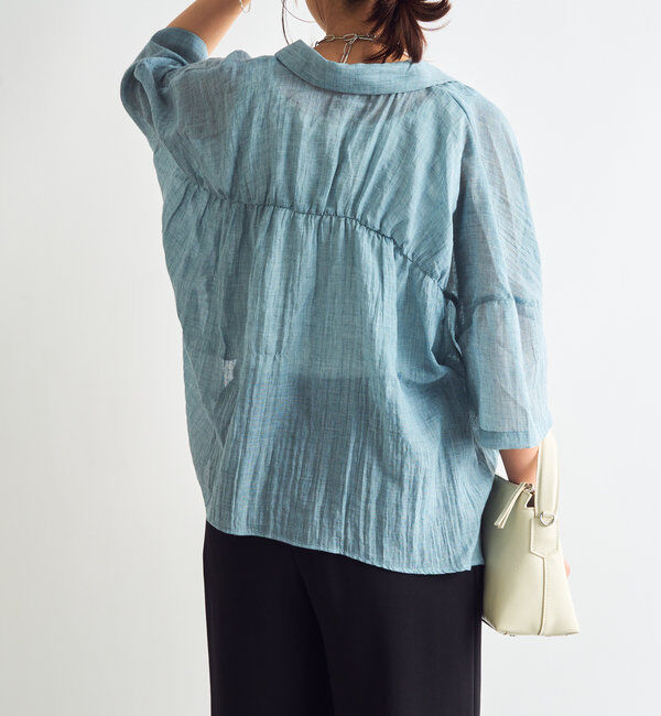  「《1枚着にも・羽織にも◎》ガーゼタッチシアーシャツ」|シャツ・ブラウス|