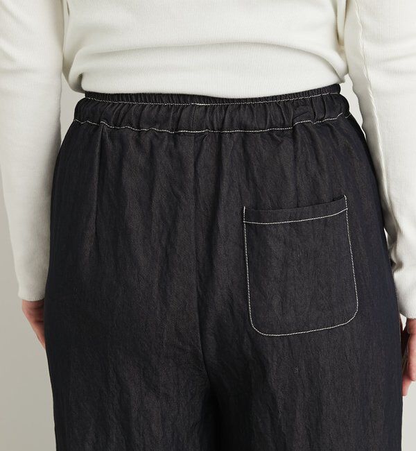  「《楽な履き心地》シャイニーデニムワイドパンツ」|デニム|