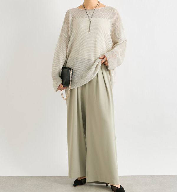  「【ウォッシャブル】【シーズンレスで使える】タックワイドスラックス」|チノ|