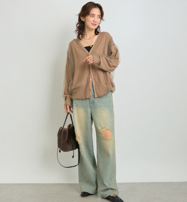  「【MONN.:.(モン)】ハイライズダメージDENIM」|デニム|