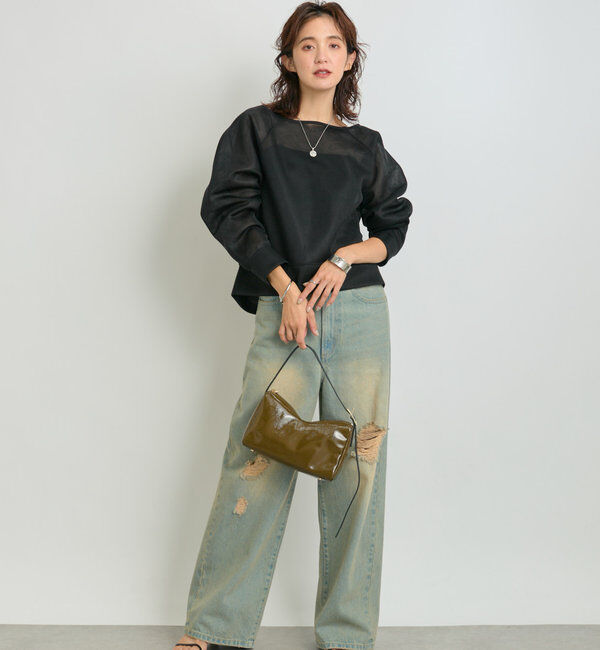  「【MONN.:.(モン)】ハイライズダメージDENIM」|デニム|