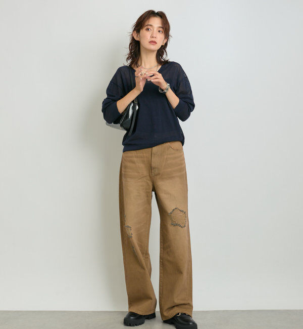  「【MONN.:.(モン)】ハイライズダメージDENIM」|デニム|