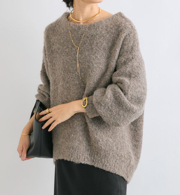  「【ゆったり感が可愛い】ブークレボリュームスリーブニット」|ニット・セーター|モカ